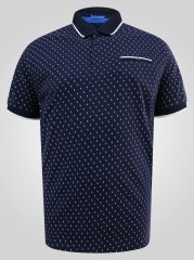 D555 Reid AOP Polo With Jacquard Collar, Pocket And Cuffs Azul marino