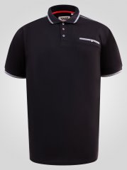 D555 Potts Jersey Polo With Jacquard Collar & Cuffs Negro