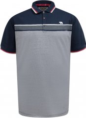 D555 Tipton Stripe Jacquard Short Sleeve Polo Navy