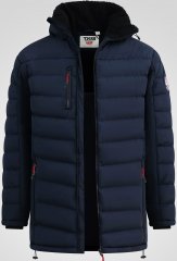 D555 Workington Chaqueta Acolchada con Capucha y Forro Sherpa Azul Marino
