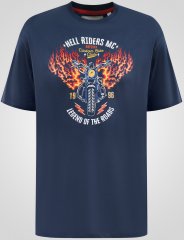 D555 Hockney Camiseta con Estampado de Motocicleta Azul Marino