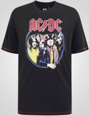 D555 Hugh Official ACDC Highway To Hell Camiseta con Estampado Negra
