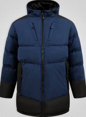 D555 Hank Ripstop Contrast Panelled Padded Hooded Jacket Azul marino