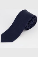 JP1880 711267 Corbata de seda extralarga Azul marino