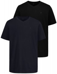 JP1880 711318 Camiseta de cuello de pico pack de 2 Negro/Azul marino