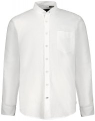 JP1880 790394 Camisa de lino mixto de manga larga con cuello mao Blanco TALL