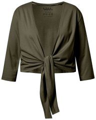 Ulla Popken 794514 Bolero de punto con lazada Verde oscuro