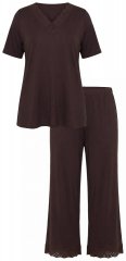 Ulla Popken 806944 Pijama de manga corta Marrón