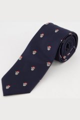 JP1880 811267 Corbata de seda con motivo navideño Azul marino