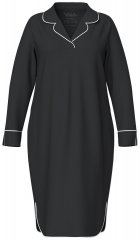 Ulla Popken 812447 Camisón con cuello camisero Negro