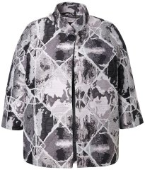 Ulla Popken 816673 Blazer oversize de jacquard con manga 3/4 Negro