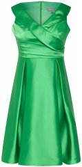 Ulla Popken 817135 Vestido de noche evasé con cuello de pico Verde