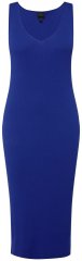 Ulla Popken 817591 Vestido de punto con cuello de pico Azul