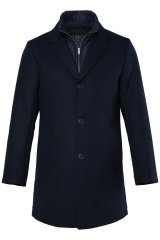 JP1880 821066 Acolchado Abrigo de lana Azul marino
