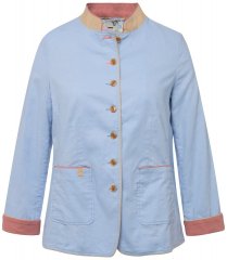 Ulla Popken 823538 Blazer de mezcla de lino con cuello alto Azul claro