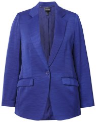 Ulla Popken 826161 Blazer texturizado con bolsillos de solapa Azul marino