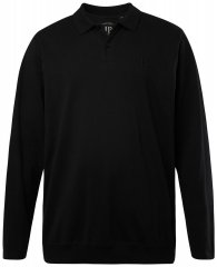 JP1880 827115 Polo de manga larga con corte para barriga Negro