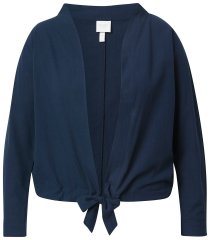 Ulla Popken 827116 Bolero con cuello alto de mezcla de lino Azul marino