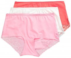Ulla Popken 827465 Bragas hipster con encaje pack de 3 Rosa