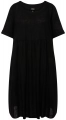 Ulla Popken 829837 Vestido de mezcla de lino de manga corta Negro