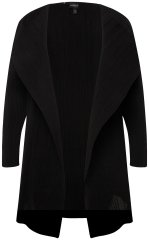 Ulla Popken 830749 Blazer abierto plisado con solapas anchas Negro