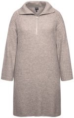 Ulla Popken 831589 Vestido de punto de manga larga con cuello alto Gris