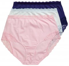 Ulla Popken 831866 Bragas de talle alto con encaje pack de 3 Azul real
