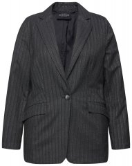 Ulla Popken 832935 Blazer de espiga con brillo metalizado Gris
