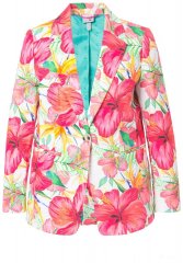 Ulla Popken 835230 Blazer de algodón de flores Rojo
