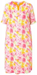 Ulla Popken 836739 Vestido de mezcla de lino de flores Blanco