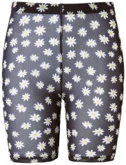 Ulla Popken 836803 Pantalón corto antirrozaduras de flores Negro