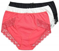 Ulla Popken 837080 Bragas de talle alto con encaje pack de 3 Rosa