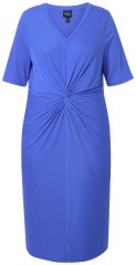 Ulla Popken 838765 Vestido de jersey de manga corta con cuello de pico Azul grisáceo