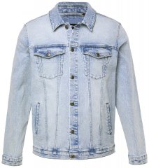 Men+ 394 Chaqueta vaquera con bolsillos en el pecho Azul claro