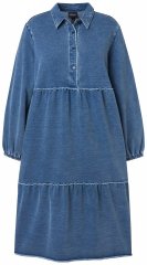 Ulla Popken 840972 Vestido de felpa con volantes Índigo
