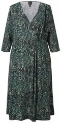 Ulla Popken 841839 Vestido de jersey con estampado animal y manga 3/4 Verde oscuro