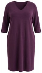 Ulla Popken 841952 Vestido de felpa con manga 3/4 Ciruela