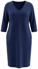 Ulla Popken 841952 Vestido de felpa con cuello de pico Azul marino