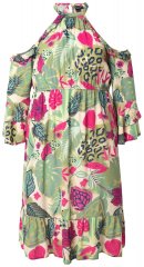 Ulla Popken 842471 Vestido evasé con manga 3/4 Champán