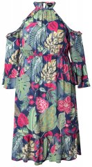 Ulla Popken 842471 Vestido midi estampado Azul marino