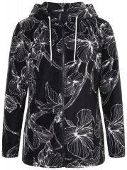 Ulla Popken 842758 Chaqueta polar de flores con capucha Negro