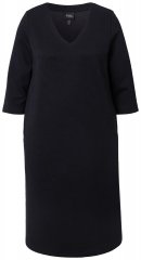 Ulla Popken 843326 Vestido de felpa con manga 3/4 Negro