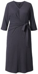 Ulla Popken 843595 Vestido cruzado con manga 3/4 Gris jaspeado
