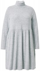 Ulla Popken 844233 Vestido de punto de manga larga con cuello alto Gris jaspeado
