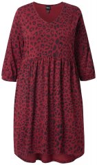 Ulla Popken 844945 Vestido de jersey evasé con cuello de pico Ciruela