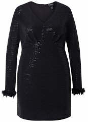 Ulla Popken 845145 Vestido de lentejuelas Negro