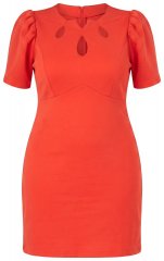 Ulla Popken 845150 Vestido ceñido de manga corta Rojo
