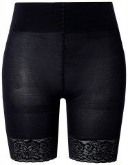 Ulla Popken 845319 Pantalón corto antirrozaduras con encaje Negro
