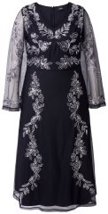 Ulla Popken 845366 Vestido de noche con cuello de pico Negro