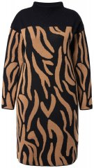 Ulla Popken 845378 Vestido de punto con estampado animal Beige